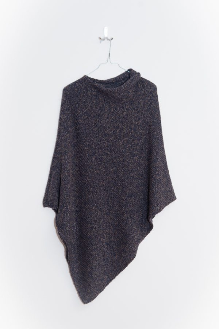 Women Petit Calin | Melierter Poncho Aus 100% Cashmere - Farbe Orkney Blue - Petit Calin Hamburg