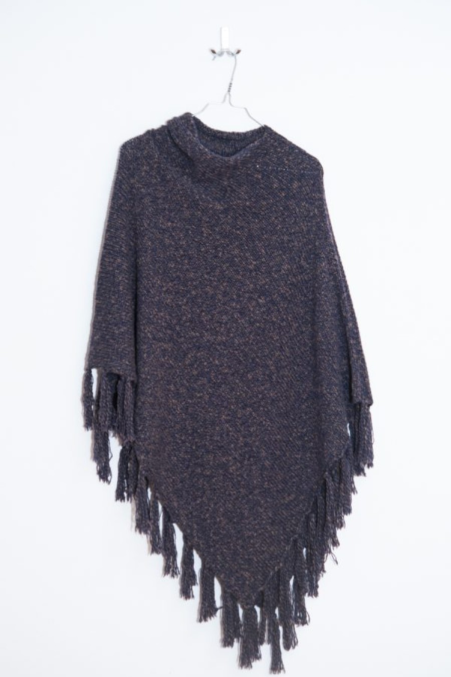 Women Petit Calin | Melierter Poncho Aus 100% Cashmere - Farbe Orkney Blue - Petit Calin Hamburg