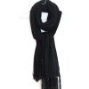 Women Petit Calin Schals | Cashmere Rippenschal Mit Fransen - Farbe Black - Petit Calin Hamburg