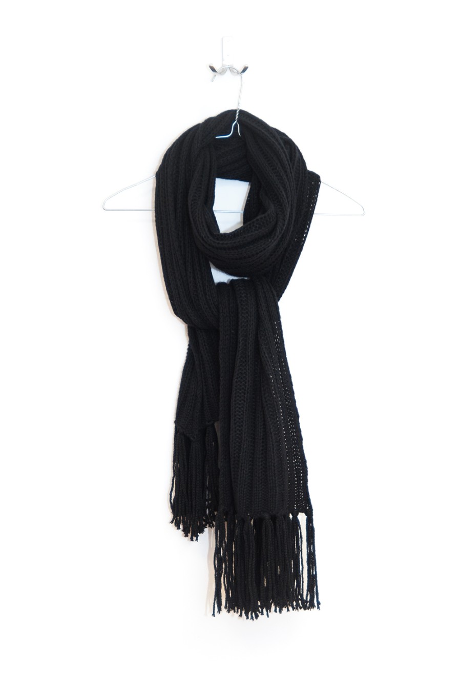 Women Petit Calin Schals | Cashmere Rippenschal Mit Fransen - Farbe Black - Petit Calin Hamburg